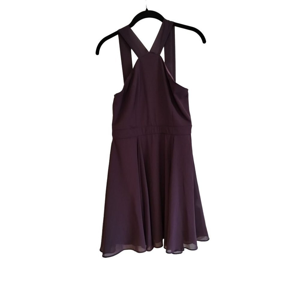 Lulus Forevermore dark purple cross neck mini formal dress‎